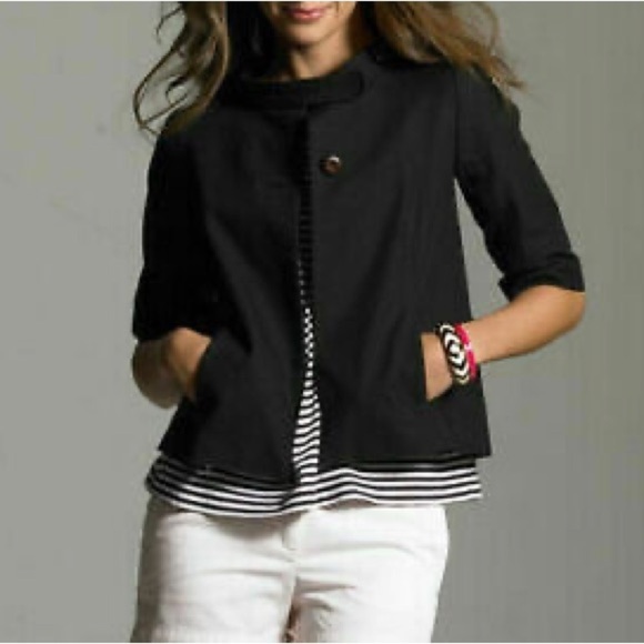 J CREW Black San Telmo Refined Canvas Silk Lined Button  Jacket Style 90980 SZ 2 - Picture 1 of 8